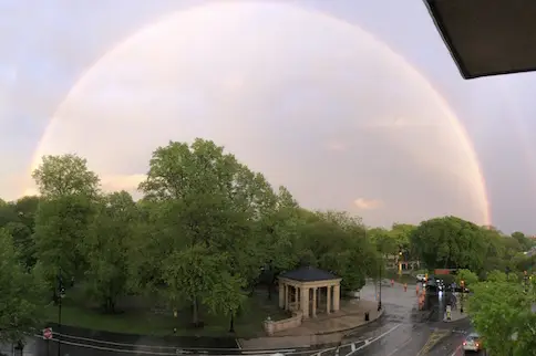 Double rainbow over Prospect Park.